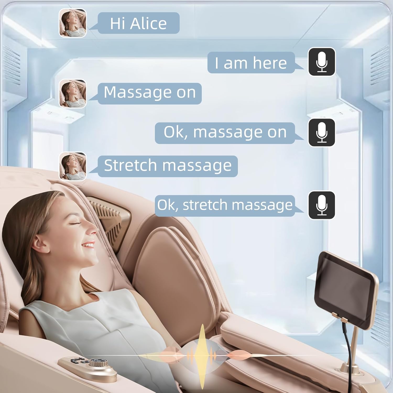 MassaMAX MT339 4D Massage Chair, Full Body Recliner with Auto Footrest, Zero Gravity, OTA Cloud Tech, SL Track, Deep Yoga Stretch, 27 Modes, APP, AI Control, and Heating (Golden)