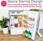 Frigidaire Retro Compact Fridge with Chiller, 3.2 cu ft Countertop Fridge with Built-In Bottle Opener, Compact Refrigerator for Office, Bedroom, Dorm Room or Cabin - 16.5" D x 19" W x 31" H (Blue)