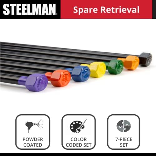 Steelman 7-Piece Spare Tire Retrieval Tool Kit, Lower and Raise Cradle-Suspended Tires, Flat, Pin, Hex, 12-mm Square, Slotted, ⅜-inch Square Heads
