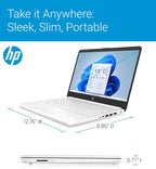 HP 14" Ultra Light Laptop for Student & Home (Intel Quad-Core N4120  4GB RAM  128GB(64GB + 64GB SD)  1-Year Office 365) 11-Hr Long Battery Life  Webcam  WiFi  Win 11 Home in S Mode - Snow White