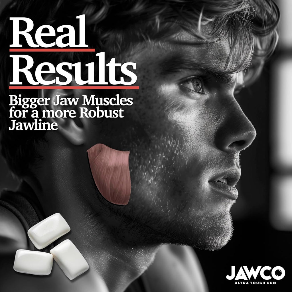 JAWCO Ultra-tough Jawline Chewing Gum | Get a Stronger, Squarer Jawline | Jaw Training Hard Gum | Chisel, Sculpt, Tone your Jaw | 15X Hardness | Facial Fitness Mewing Gum | Chiseled Cinnamon (6-Pack)
