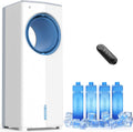 Windowless Portable Air Conditioner, 30" Evaporative Air Cooler w/Dual Tanks for 24H Cooling, 4 Modes & 3 Speeds, 28FT Remote&Timer, 360° Rotation Swamp Cooler Air Conditioner for Bedroom