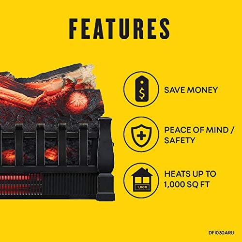 duraflame Electric Log Set 1,000 Sq Ft Heater, Faux Logs Insert with Infrared Flames for Existing Fireplaces, Remote Control Included