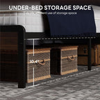 LIKIMIO King Bed Frame with Headboard, Dark Wood Camas King with Strong Supports, Sturdy, Noise-Free, No Box Spring Needed, Dark Walnut