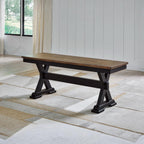 Signature Design by Ashley Wildenauer Farmhouse 50" Dining Bench, Dark Brown & Black