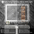 Koonmi 60"x36" LED Mirror for Bathroom, 90CRI Anti-Fog Vanity Mirror with Front and Backlight, Shatter-Proof Wall Mirror with Light, Easy Install Lighted Mirror for Modern Bathroom (IP65)