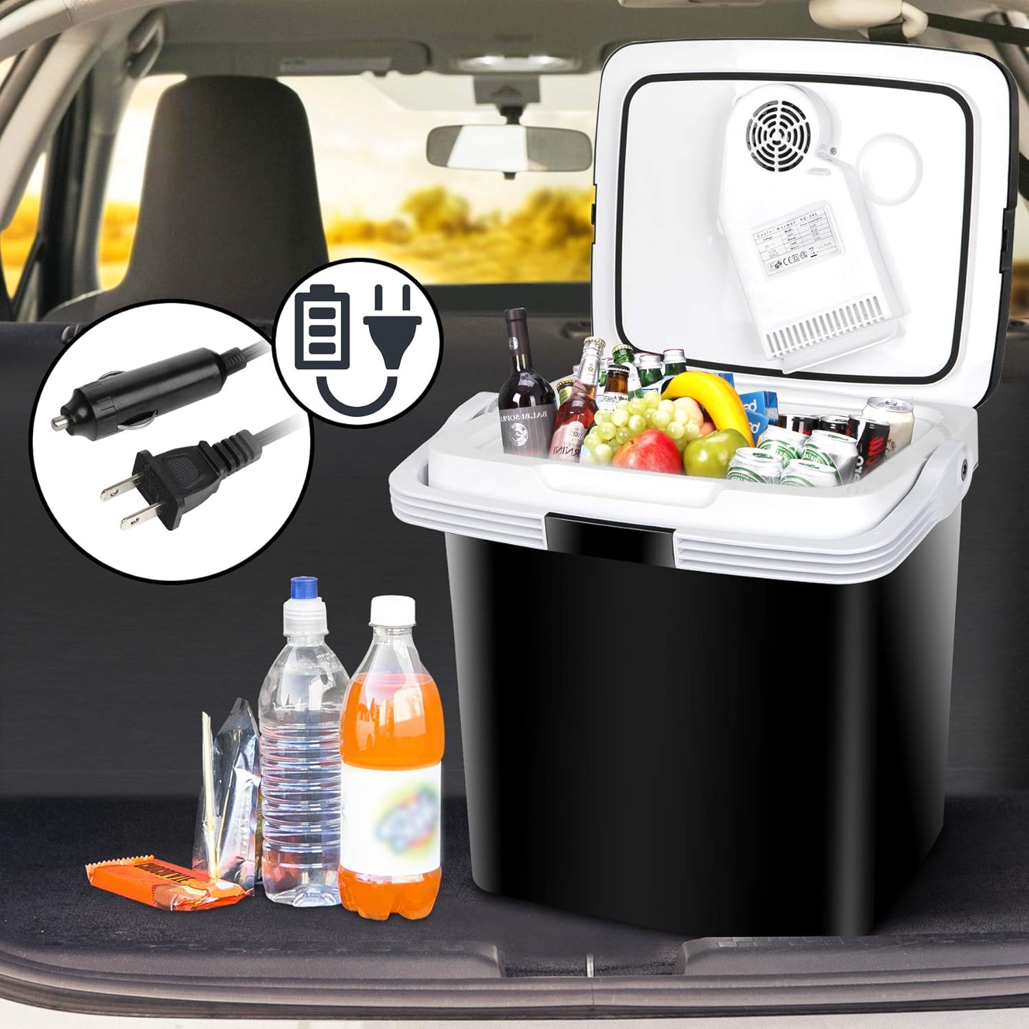 ZenStyle Portable Car Cooler and Warmer Electric Refrigerator Ice Chest Fridge With AC/DC Thermoelectric System suits Cars, Truck,Suv,Rv for Home Work Hotel Trip,Camping, Fishing, Picnic (26L)
