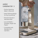 Aarke Carbonator lll, Sparkling & Carbonation Water Machine, Stainless Steel with PET BPA-Free Reusable Bottle Volume 1L/34 fl oz (Sand)