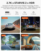 Vantrue N2X 2.7K Dash Cam Front and Inside  5G WiFi Dual Dash Camera for Car with HDR IR Night Vision  STARVIS 2  GPS  2.5K/60FPS  G-Sensor  24/7 Parking Mode  Voice Control  Support 512GB Max