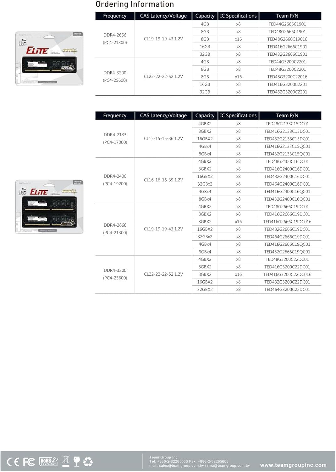 TEAMGROUP Elite DDR4 16GB Kit (2 x 8GB) 3200MHz (PC4-25600) CL22 Unbuffered Non-ECC 1.2V UDIMM 288 Pin PC Computer Desktop Memory Module Ram Upgrade - TED416G3200C22DC01