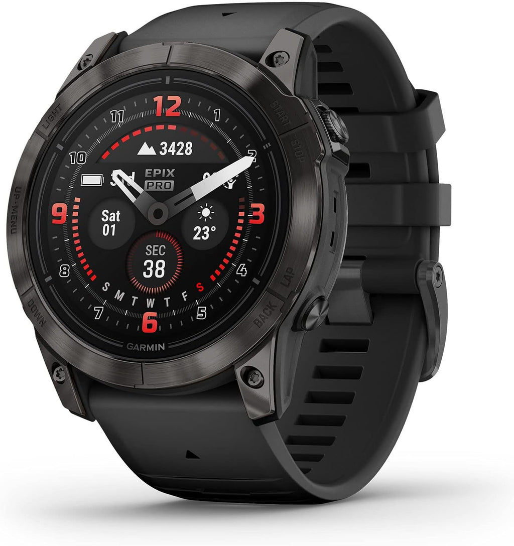 Garmin epix Pro (Gen 2) Sapphire Edition  51mm  High Performance Smartwatch  Advanced Training Technology  Built-in Flashlight  Black (Renewed)