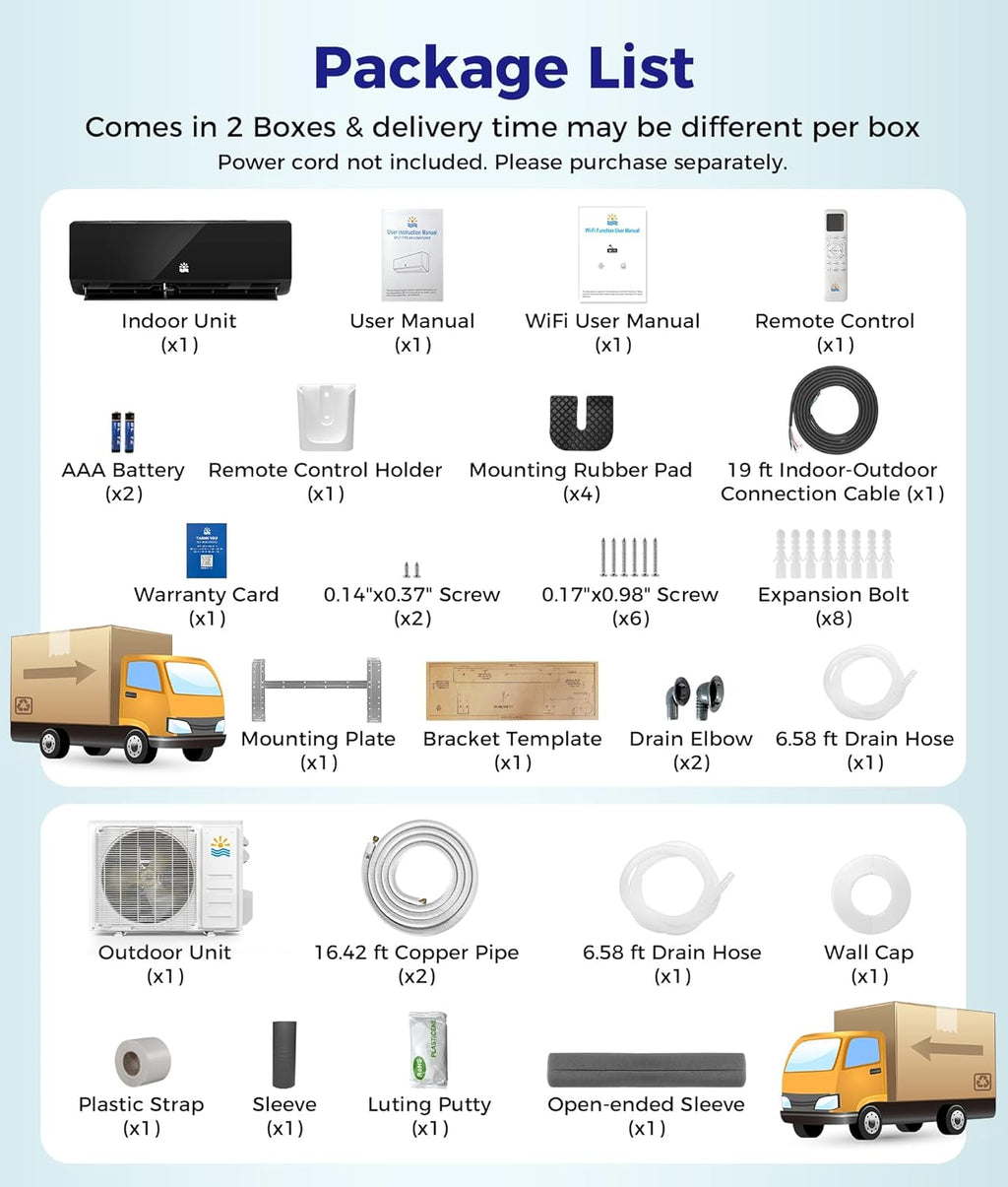 Mini Split Ac/Heating System - 12000 BTU Mini Split Air Conditioner with Heat Pump Wifi Enabled Inverter, 20 SEER2 115V Energy Efficient Precharged DIY Split Ac Unit Up to 750 Sq.Ft