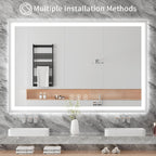 Koonmi 60"x36" LED Mirror for Bathroom, 90CRI Anti-Fog Vanity Mirror with Front and Backlight, Shatter-Proof Wall Mirror with Light, Easy Install Lighted Mirror for Modern Bathroom (IP65)
