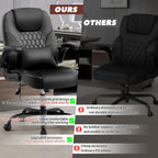 Executive Office Chair PU,Leather Office Chair with Wheels,360° Swivel Rolling Chair with Padded Arms,Ergonomic Computer Chair with Lumbar Support for Short People Use(Black)