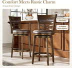 Sophia & William Swivel Bar Stools Set of 2, 26 Inch Counter Height Barstools with Backrest & Solid Wood Legs, Faux Leather Bar Stools for Kitchen Island