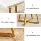 LITTLE TREE 31.5 Inches Small Dining Table for 4, Square Dinner Table for Small Space, Dining Room Tables, White Gold Wooden Kitchen Table with Metal Legs, Modern Leisure Cafe Table for Apartment