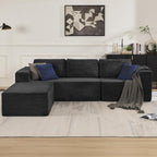 106" Modular Sectional Sofa with L-Shape Chaise, Right/Left Facing Deep Seat Cloud Couch, No Assembly Required, Upholstered Couch for Living Room Bedroom (Plush Corduroy Fabric, Black)