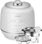 Cuchen IH Pressure Rice Cooker 6 Cup - 2.1 Bar Ultra High-Pressure Cooker for Multi-Grain & White Rice - 316Ti Stainless Steel Inner Pot, Induction Heating, Made in Korea, White, CRT-RPD0610IEWUS