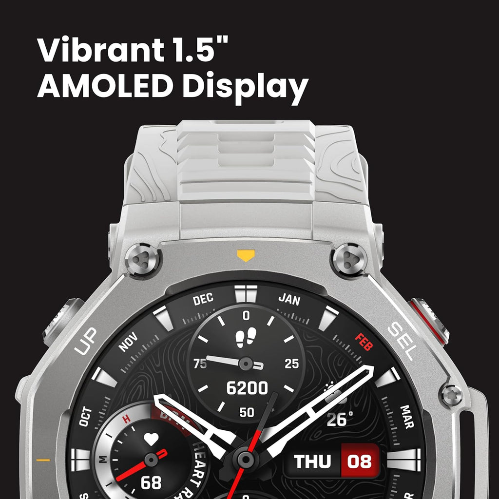 Amazfit T-Rex 3 Rugged/Military Smart Watch 48mm  GPS (with Privacy)  Offline Maps  Long Battery Life 328 Feet Water-Resistant  170 Fitness/Sport Modes  AI  Voice Control  for Android or iPhone  Black