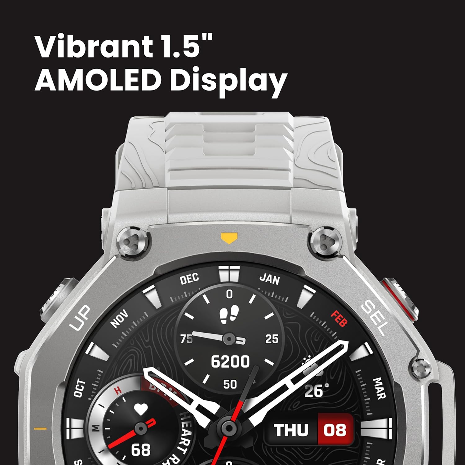 Amazfit T-Rex 3 Rugged/Military Smart Watch 48mm  GPS (with Privacy)  Offline Maps  Long Battery Life 328 Feet Water-Resistant  170 Fitness/Sport Modes  AI  Voice Control  for Android or iPhone  Black