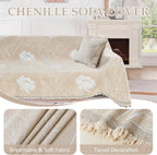 1OO% Waterproof Sectional Couch Covers for Dogs L Shaped Corner Sofa Cover Washable Chenille Sofa Slipcovers Blanket Modern Jacquard Pet Furniture Protector (91"x252", Beige Flower)