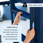 Max & Lily Bunk Bed Twin over Twin, Solid Wood Bunk Bed Frame with Ladder for Kids, 14" Safety Guardrails, Easy Assembly, No Box Spring Needed, Blue