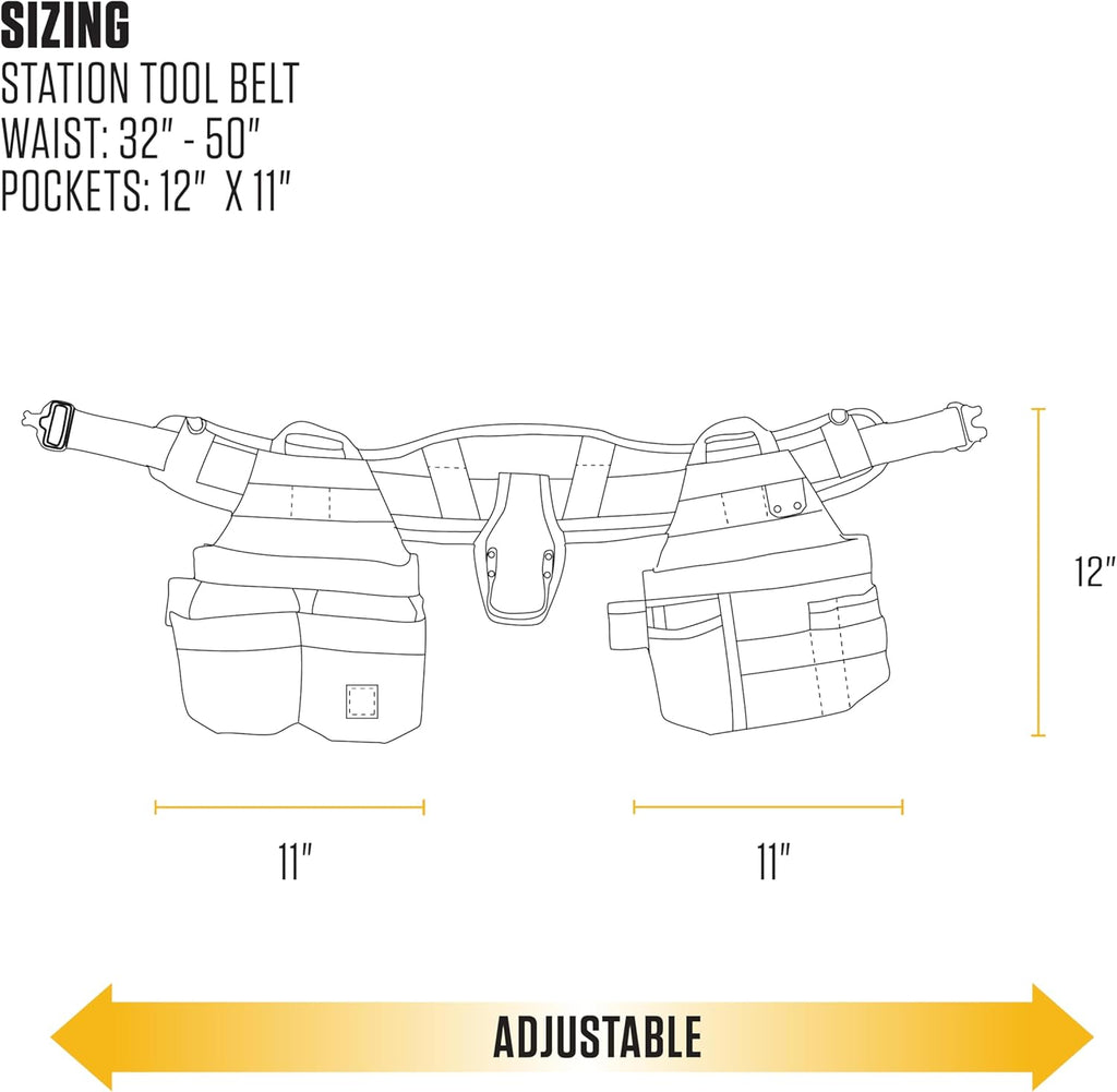 Carhartt Station Tool Belt, Durable, Adjustable Water-Resistant Belt Organizer, Adjustable Tool Belt (Carhartt Brown)