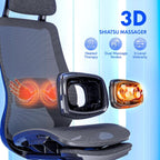 FLEXISPOT MasterEase Massage Office Chair with Footrest, High Back Ergonomic Desk Chair with Adjustable Headrest, 3D Armrests, 2D Lumbar Heated Massage, 4-Position Recline, Mesh Seat, Black