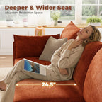 ABCASA 103.5" Oversized Modular Sectional Sofa, L Shaped Convertible Couch with Movable Ottoman, Large 6 Seat Corner Couches for Living Room Deep Seat- Terracotta Orange Chenille