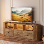 Tribesigns 70.87" TV Stand for TVs up to 80", Modern Curved Media Console with 3 Drawers and Open Storage, Fluted Entertainment Center for Living Room, Brown
