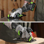 GALAX PRO Cordless Circular and Reciprocating Saw Combo Kit with 1pcs 4.0Ah Lithium Battery and One Charger, 7 Saw Blades and Tool Bag