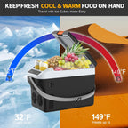 Kikihuose 12V Car Refrigerator Cooler/Warmer 23 Quart (22L) Portable Electric Car Cooler with 12 Volt DC &120V AC, Plug In Thermoelectric Fridge for Vehicles, Camping, RV, Modern Black