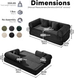 Tbfit 79'' Convertible Sofa Bed, Oversized Corduroy Folding Boneless Couch, Futon Mattress Sleeper Sofa, Comfy Foldable Upholstered Floor Couches for Living Room, Black