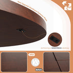 Garvee 47" Round Dining Table for 4-6 People - Circle Kitchen Dinner Table with Sturdy Pedestal Base, Space Saving Dinning Room Furniture for Living Room, Kitchen, Apartment, Walnut