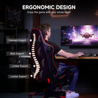 GTPLAYER Gaming Chair,Gamer Chair with Bluetooth and Adjustable Backrest,Seat Height Adjustable Computer Chairs with 3D Armrests,Video Game Chair with Footrest Speakers (Red)