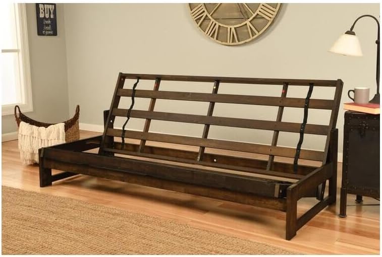 Full Size Futon Frame Set - Convertible Sofa Bed for Living Spaces Twill Black