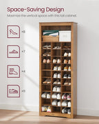 VASAGLE Shoe Storage Cabinet, 10 Tier Shoe Rack Organizer, Holds Up to 30 Pairs of Shoes, for Entryway Bedroom, 12.6 x 24.8 x 73.6 Inches, Rustic Walnut ULBS273T41