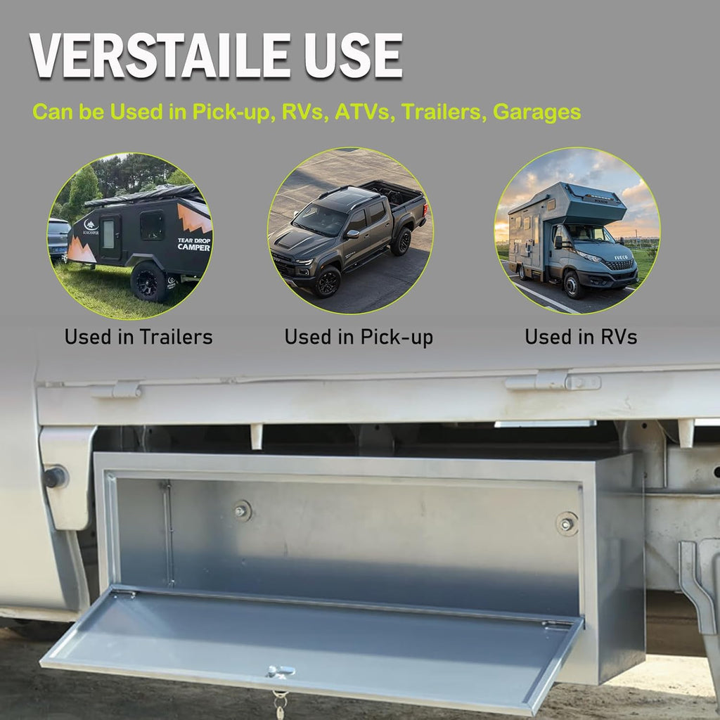 18"x 12"x 14" Steel Underbody Truck Tool Box with T-Handle Lock Latch, 18 Inch Heavy Duty Steel Under Body Toolbox for Pick Up Truck RV, Under Mount Tool Box