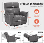 MCombo Power Lift Recliner Chair with Massage and Dual Heating, Adjustable Headrest, Extended Footrest for Elderly People, Fabric R7605 (Dark Grey)