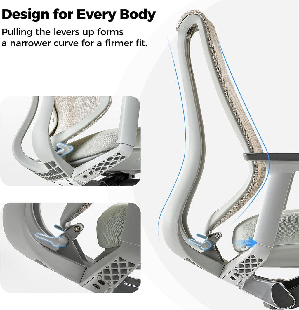 EUREKA ERGONOMIC Lira Office Chair, Ergonomic Desk Chair with 3D Armrests, Adjustable Seat Depth, Breathable Mesh Computer Chair with Lumbar Support for Home Office(Grey)