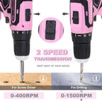 FASTPRO 177-Piece 20V Pink Cordless Lithium-ion Drill Driver and Home Tool Set, Lady's Home Repairing Tool Kit with Drill in Storage Case