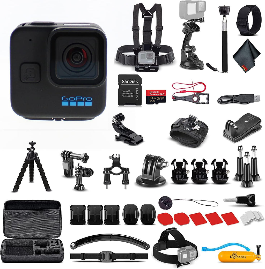 GoPro HERO11 (Go Pro Hero11) Black Mini - Waterproof Action Camera with 5.3K Ultra HD Video  24.7MP Photos  1/1.9" Sensor  Stabilization + 50-in-1 Accessory Kit + 64GB Card + More