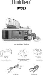 Uniden UM385 25 Watt Fixed Mount Marine Vhf Radio  Waterproof IPX4 with Triple Watch  Dsc  Emergency/Noaa Weather Alert  All Usa/International/Canadian Marine Channels  Memory Channel Scan  White