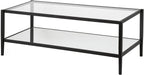 Henn&Hart 45" Wide Rectangular Coffee Table with Mirror Shelf in Blackened Bronze, Modern coffee tables for living room, studio apartment essentials