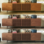 94.48" Mid Century Modern TV Stand for TVs up to 70"-90",Tv Console with 4 Storage Cabinets, Media Furniture for Living Room or Bedroom,Walnut
