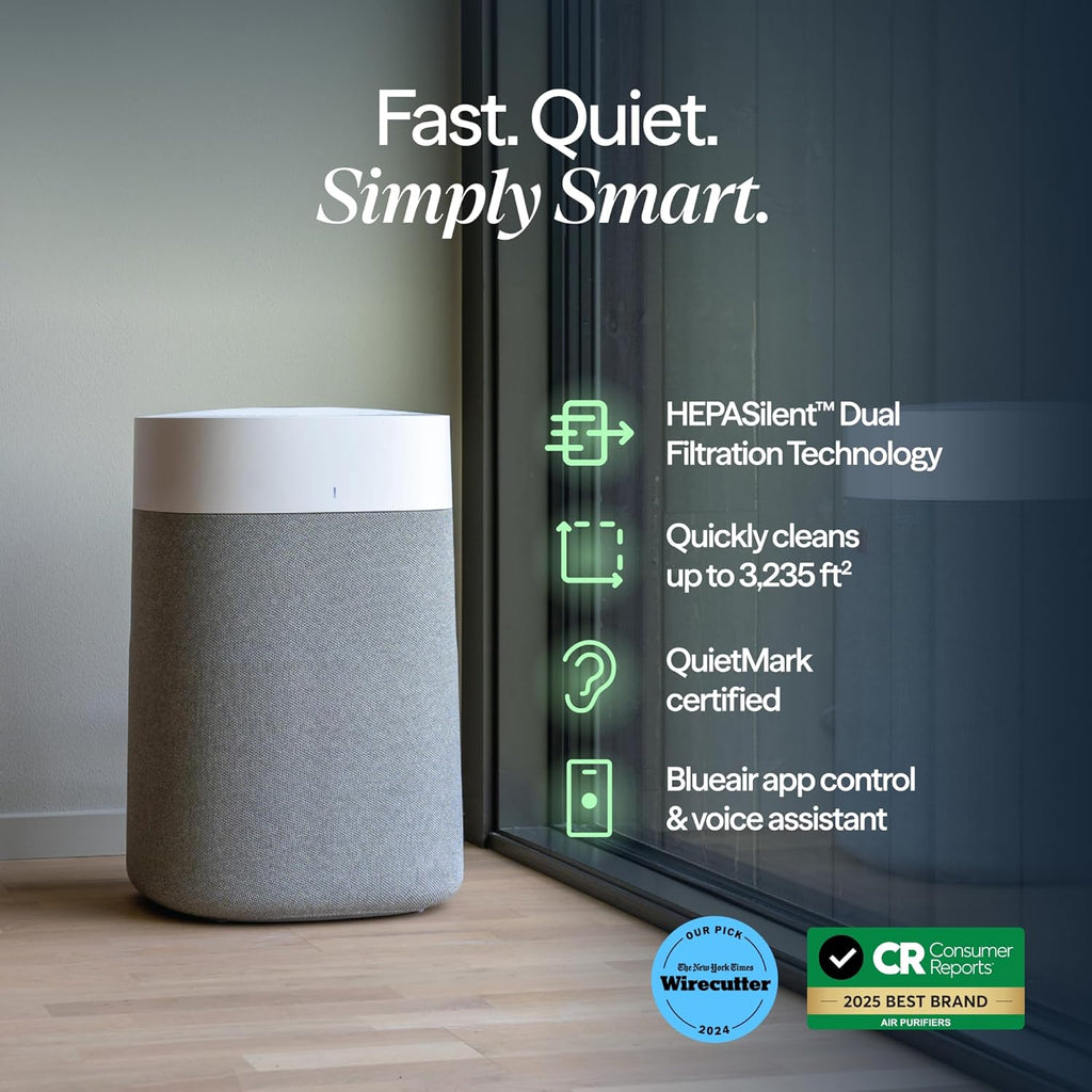 BLUEAIR Air Purifiers for Large Rooms  Cleans 3 048 Sqft In One Hour  HEPASilent Smart Air Cleaner For Home  Pets  Allergies  Virus  Dust  Mold  Smoke - Blue Pure 211i Max