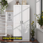 White Tall Kitchen Pantry Cabinet Organizers and Storage with Doors and Adjustable Shelves .Wood Large Gabinetes Para Cocina Office Bookshelf for Laundry Room Cabinets (31.5”W*15.7”D*71”H)