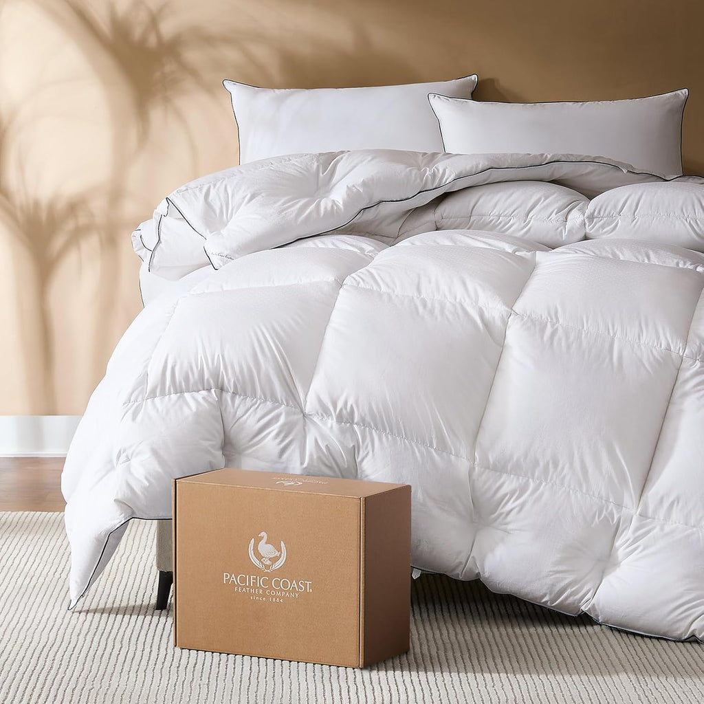 Pacific Coast Comforter King Size, Filled in White Goose Down Bedding Comforter King Size .All Season White Luxury Hotel Fluffy Duvet Insert, 106"x90"