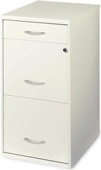 Scranton & Co 3-Drawer Metal Filing Cabinet, 27.32" H x 14.25" W x 18.00" D, Pearl White Finish, Locking Storage with Letter-Size File Drawers, Non-Porous Painted Steel for Home or Office