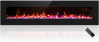 Cheerway 72 inch Ultra-Thin Electric Fireplace Heater, Wall Mounted & Recessed Electric Fireplace Insert, Linear Fireplace w/Thermostat, 13×13 Flame Color, Remote & Touch Control w/Timer, 750W/1500W